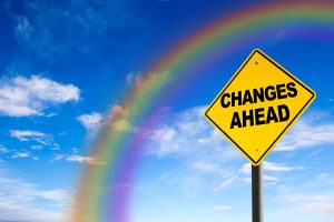 Changes Ahead Sign With Rainbow Background