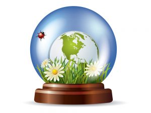 Glass globe with nature inside